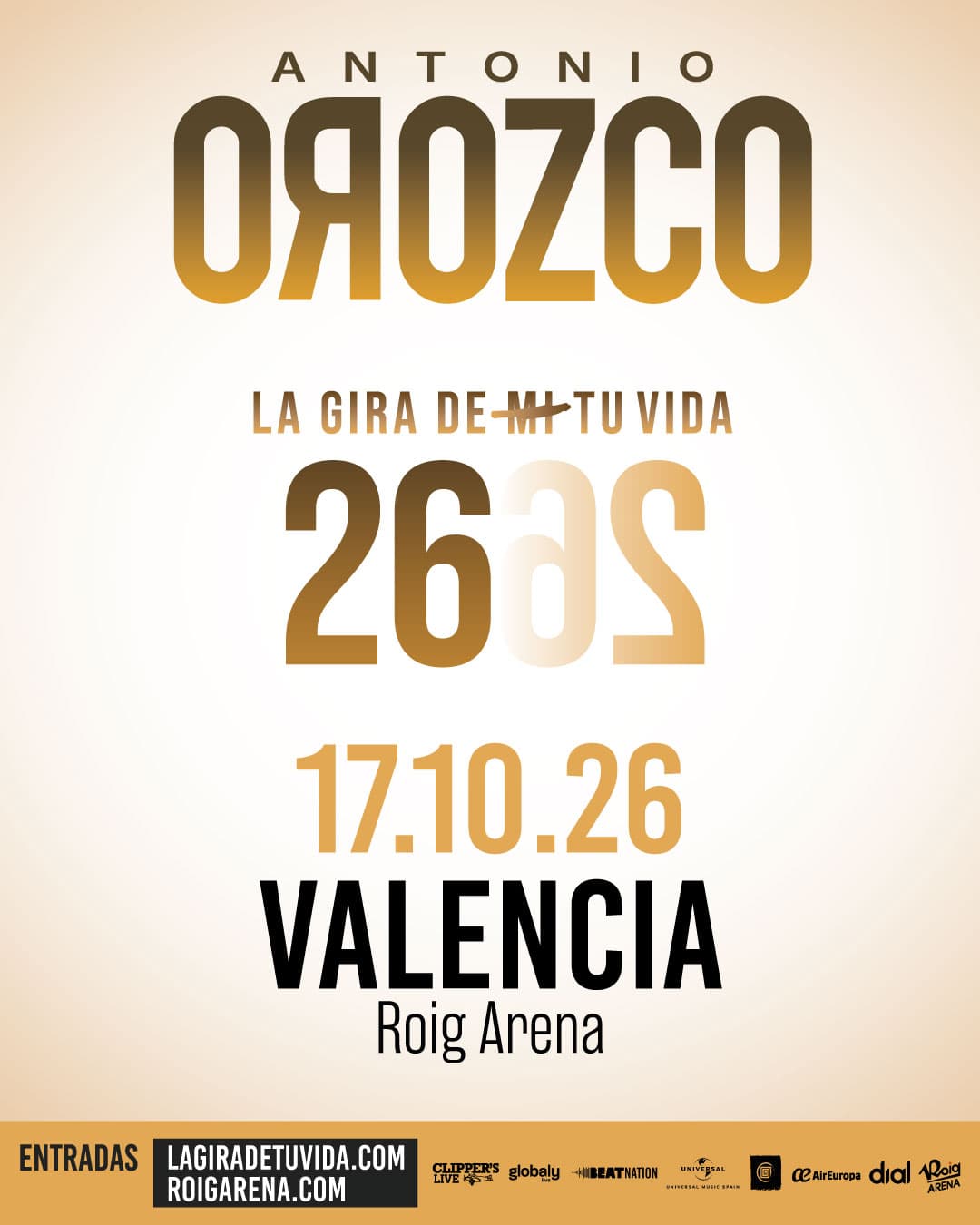 Music La Gira de tu Vida - Antonio Orozco at Roig Arena on Oct 17, 2026